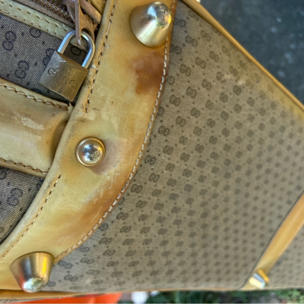 Vintage GUCCI Brown and Cream Luggage USED CONDITION CHECK PIC BEFORE PURCHASING - Picture 8 of 13